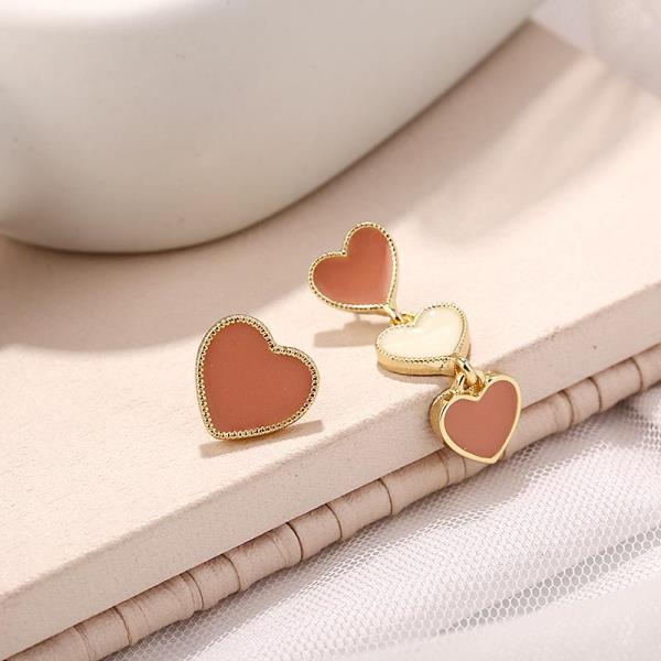 Asymmetry Enamel Heart Dangle Earrings