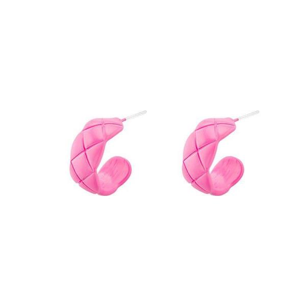 Chic Pink Geometric C Shape Studs