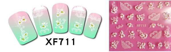 3D Crystal White Flower Nail Stickers