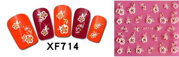 3D Crystal White Flower Nail Stickers