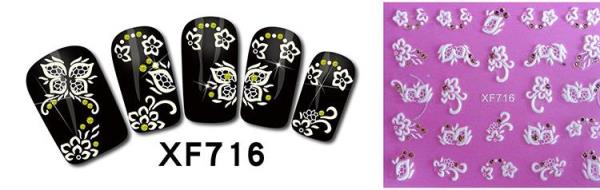 3D Crystal White Flower Nail Stickers