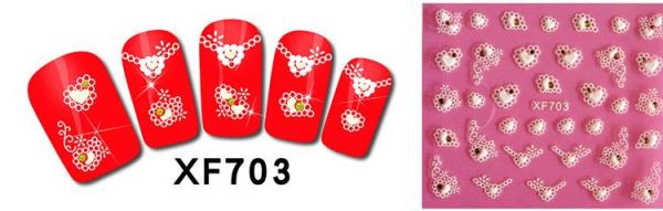 3D Crystal White Flower Nail Stickers