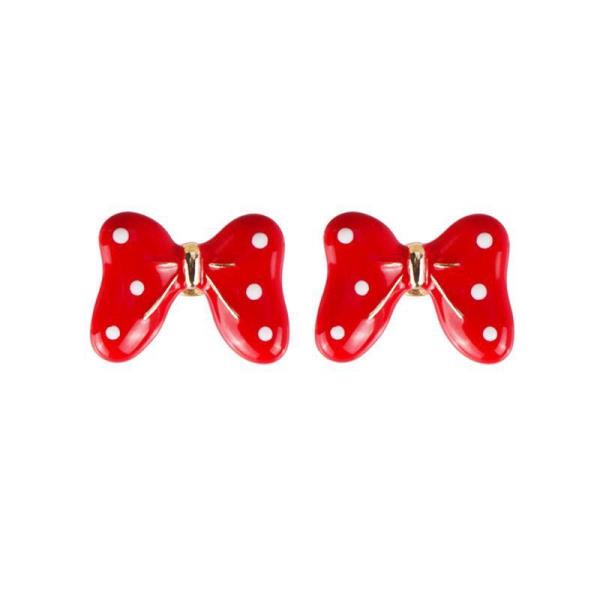 Enamel Red Spot Bow Studs