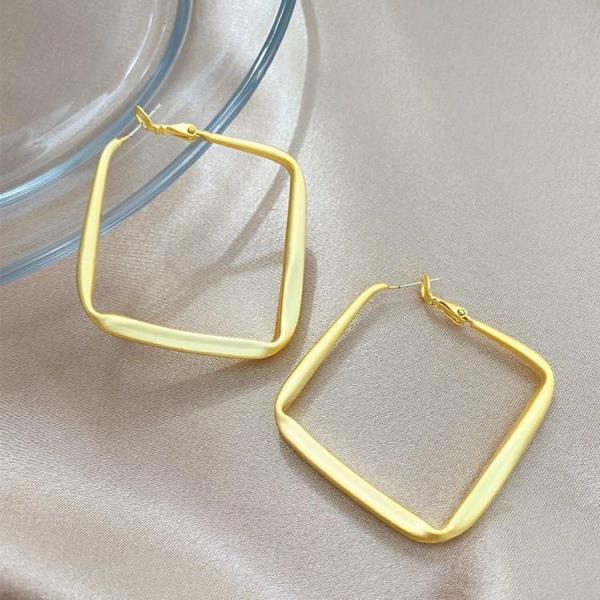 Gold Geometric Square Dangle Earrings