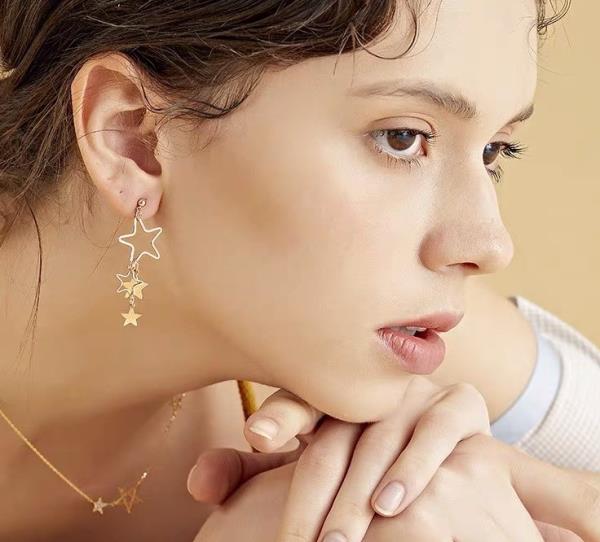 Gold Hollow Multi Stars Dangle Earrings