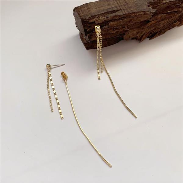 Gold Long Multi Tassel Dangle Earrings