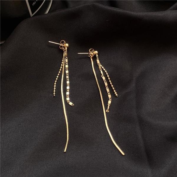 Gold Long Multi Tassel Dangle Earrings