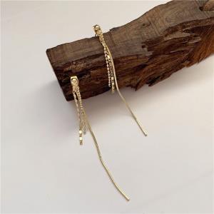 Bohemian Gold Leaf Tassel Long Drop Earrings