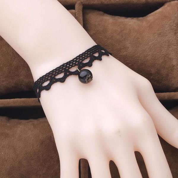 Black Lace Multi Layer Flower Bracelet