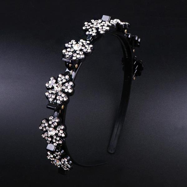 Rhinestone Woven Flower Fringe Headband