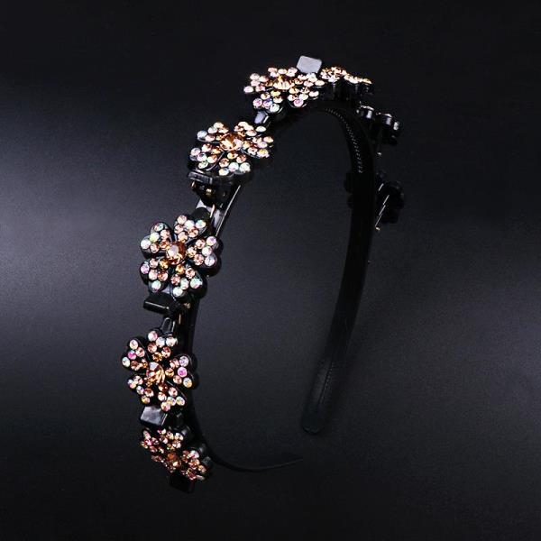 Rhinestone Woven Flower Fringe Headband