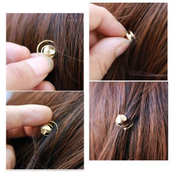 Gold Heart Flower Swirl Mini Hair Clips