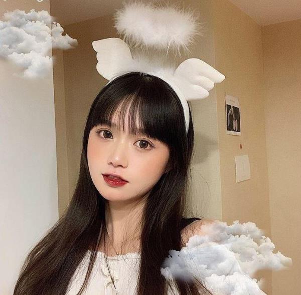 LED Light White Plush Angel Wings Headband