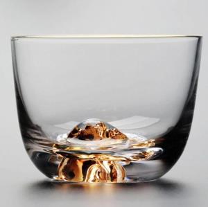 Gold Fuji Mountain Tea Wine Crystal Glass Cup