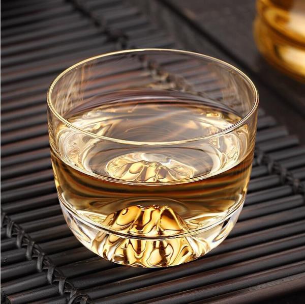 Gold Fuji Mountain Tea Wine Crystal Glass Cup