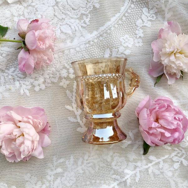 Amber Carved Handle Glass Cup