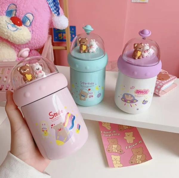 Cute Cartoon Bear Stainless Steel Vacuum Bottle