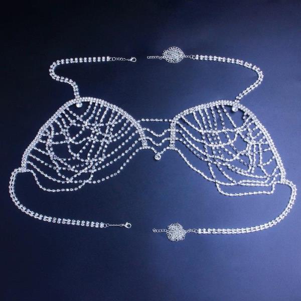 Braid Waterdrop Rhinestone Chest Bra Body Chain