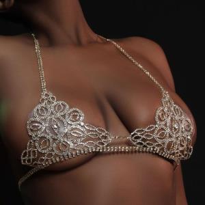 Silver Rhinestone Multi Waterdrop Chest Chain