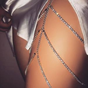 Silver Multi Layer Tassel Thigh Chain