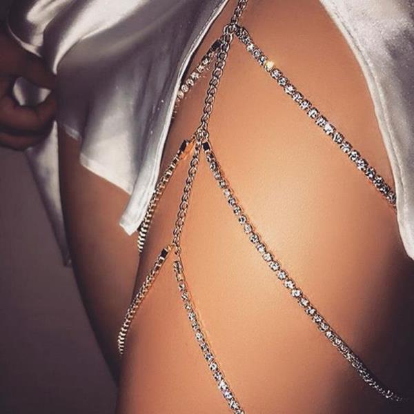 Silver Multi Layer Tassel Thigh Chain