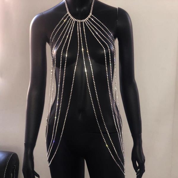 Multi Long Tassel Necklace Chest Body Chain