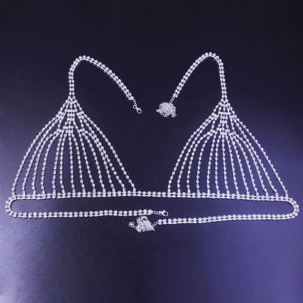 Rhinestone Bikini Bra Chest Body Chain