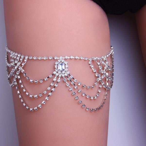 Elastic Square Rhinestone Thigh Chain