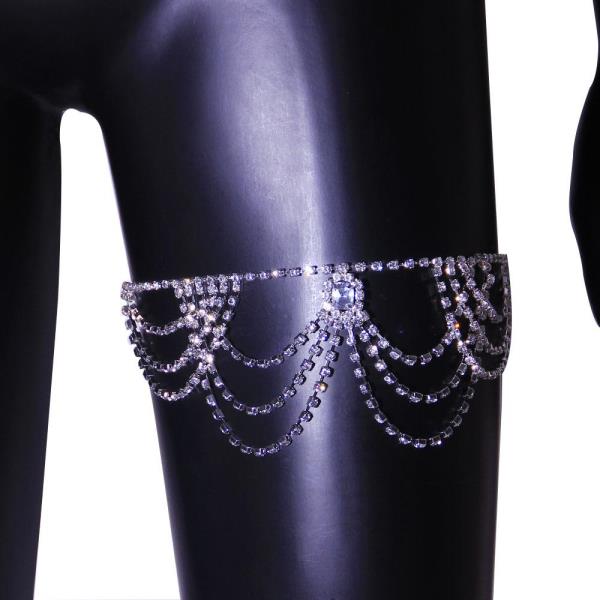 Elastic Square Rhinestone Thigh Chain