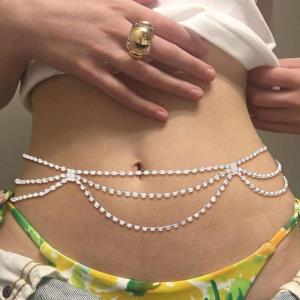 X Shape Copper Bead Waist Belly Chain