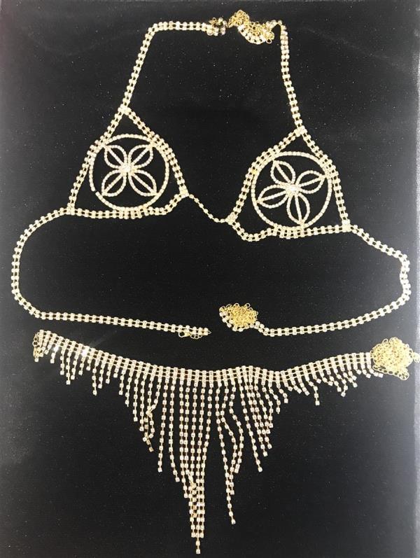 Clove Rhinestone Bra Underwear Body Chain Full Set