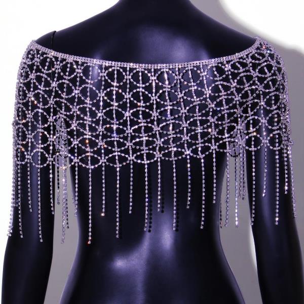 Luxury Silver Rhinestone Braid Woven Shawl Chain