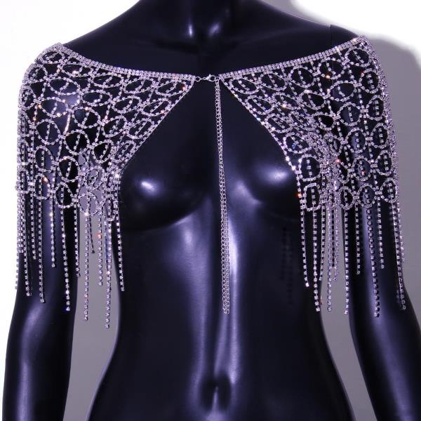 Luxury Silver Rhinestone Braid Woven Shawl Chain