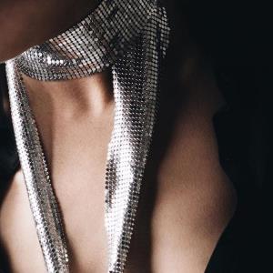 Silver Crystal Tassel Apron Chest Body Chain