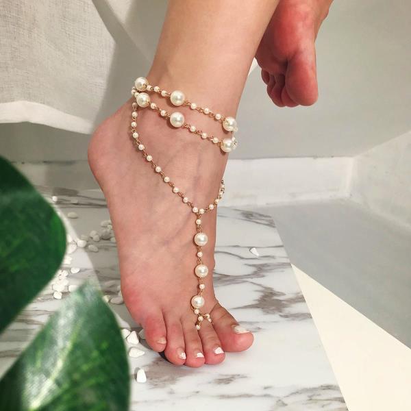 Bohemia Multi Layer Simulated Pearl Anklet