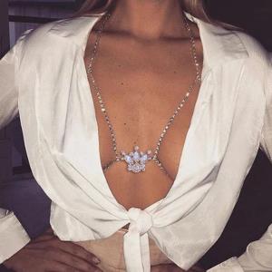 Silver Multi Tassel Necklace Chest Body Chain