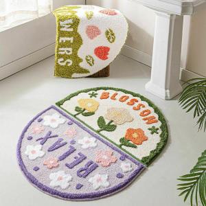 80 CM Smiling Flower Round Anti Slip Floor Rug Decoration