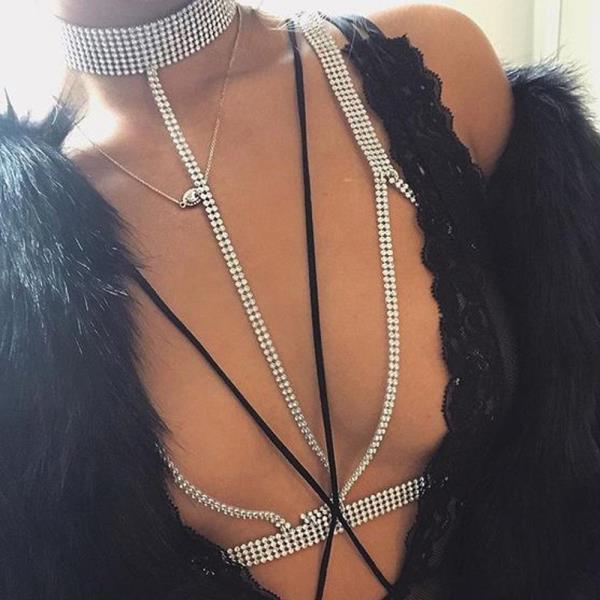 Silver Shiny Choker Necklace Chest Chain