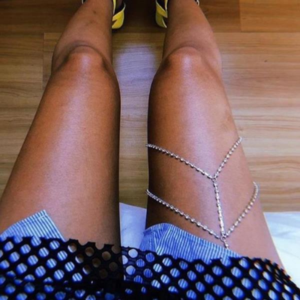 Gold Multi Tassel Elastic Thigh Chain