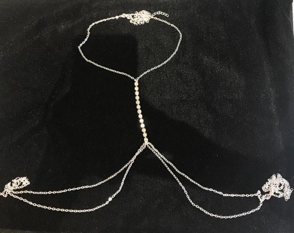 Silver Shinning Rhinestone Chest Body Chain