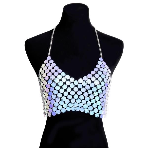 Multicolour Laser Circle Tag Chest Apron Chain