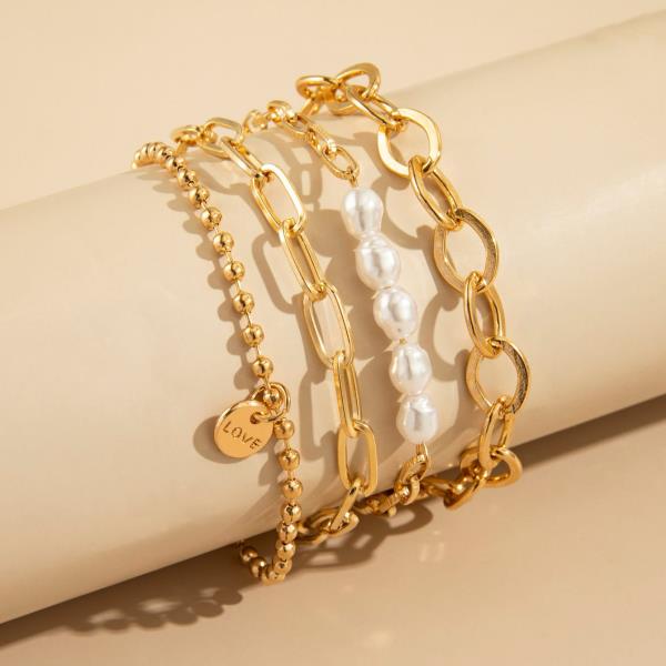 Punk Lock Pearl Multi Layer Bracelet