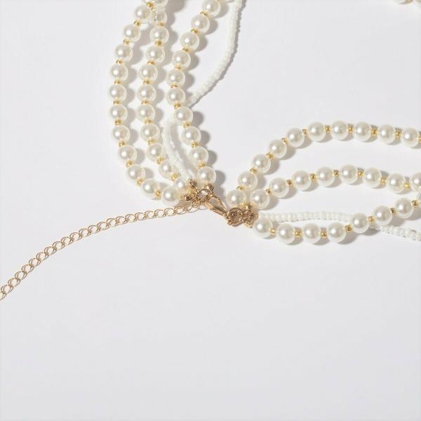 Retro Vintage Multi Layer White Faux Pearl Necklace