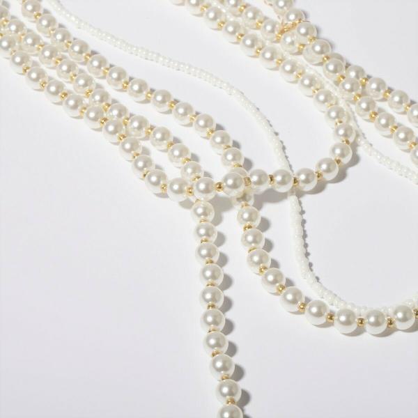 Retro Vintage Multi Layer White Faux Pearl Necklace