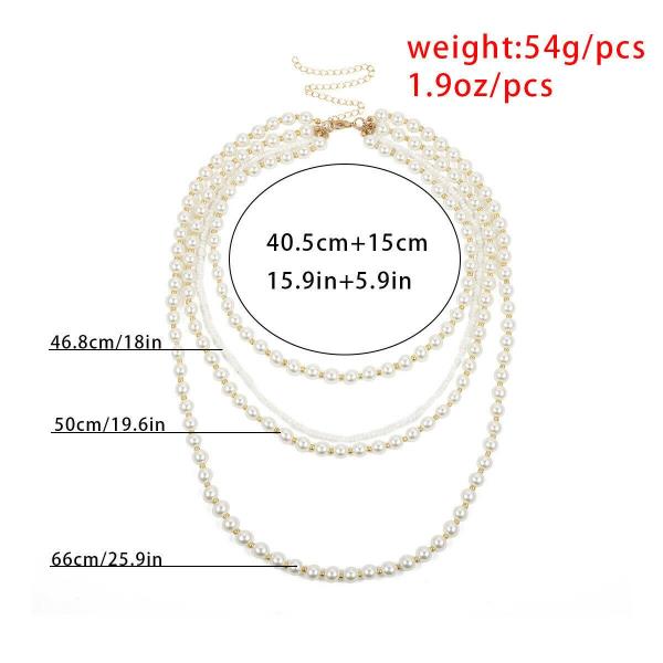 Retro Vintage Multi Layer White Faux Pearl Necklace