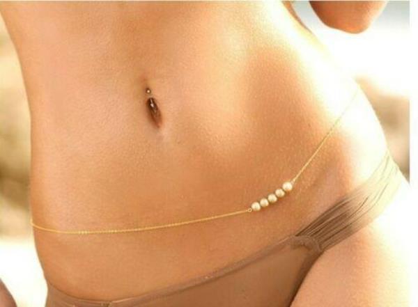 Bikini White Pearl Waist Belly Chain