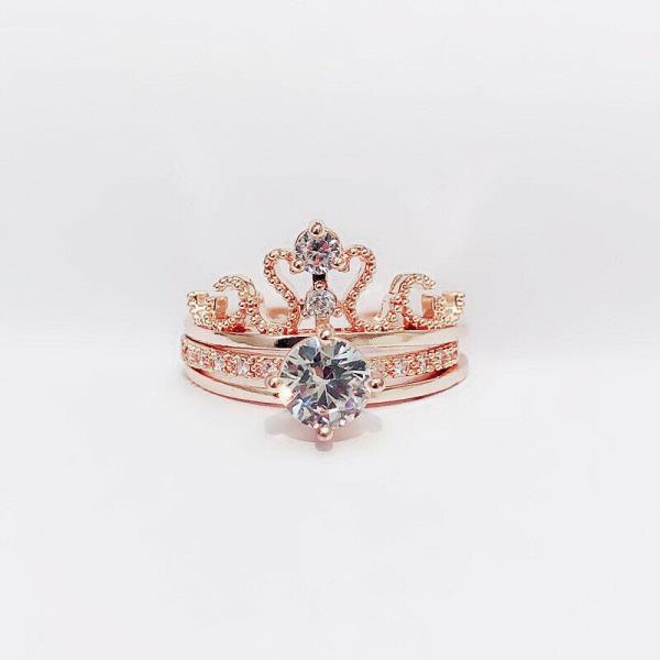 Luxury Crystal Rose Gold Crown Ring Set