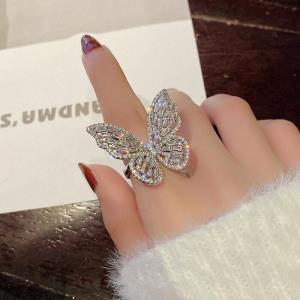 6 Pcs Full Crystal Waterdrop Geometric Ring Set