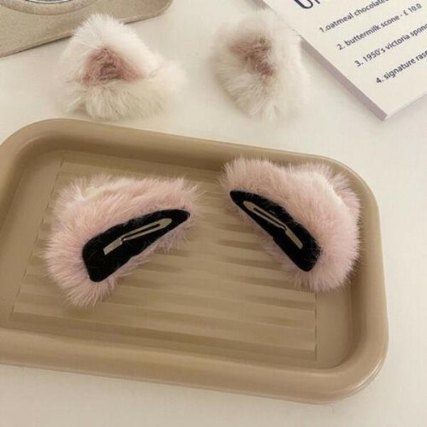 Winter Fluffy Kitty Ear Faux Hair Pins