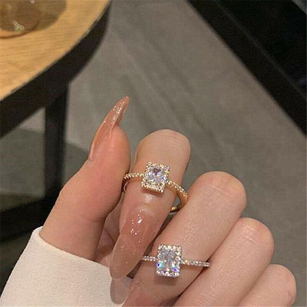 Gold Plated Rhinestone Square Midi Finger Ring